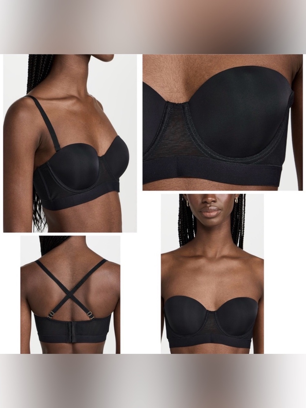 Lively Strapless Black Optional Convertible Lightly Padded Underwire Bra 38C